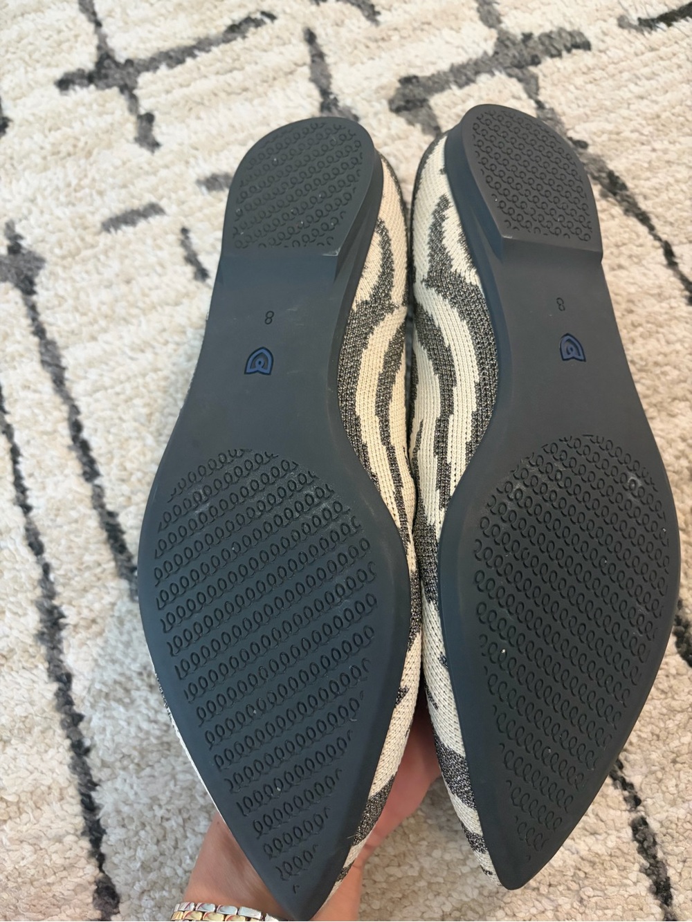 Rothy's Zebra-Print Pointed Toe Flats - Sparkle Gray & Beige - Picture 3 of 5
